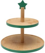 Bambusový etažér na cukroví 2 poschodia, zelená