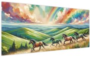 Obraz – Kone cválajúce krajinou (120x50 cm)
