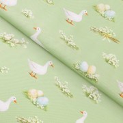 Goldea veľkonočná teflónová látka na obrusy - husy a kraslice 160 cm