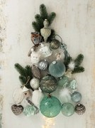 4ks vianočný béžovo-šedá sklenená ozdoba srdce - 9 cm