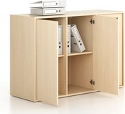 Kancelárska skriňa FRAME, nízka, 3 dvere, 1299 x 450 x 881 mm, PUSH-lock, breza
