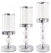 Súprava 3 svietnikov v lesklom chróme