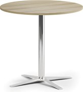 Konferenčný stolík AURA, priemer 60 cm, chróm podnož, dub prírodný