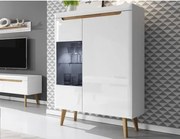 Nízka vitrína Nordi, dub riviéra/biela lesk%