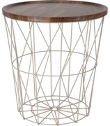 Odkladací drôtený stolík s MDF doskou 37 x 39 cm, béžová