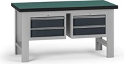 Pracovný stôl do dielne G8, 1500 x 750 x 800 mm, 2x kontejner, 4 zásuvky, grafit