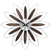 Drevené strieborné hodiny LAVVU CRYSTAL Flower LCT1110, 50cm