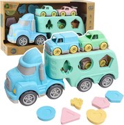 LEAN Toys Nákladný automobil Transporter vzdelávací triedič s blokmi áut Pastelový BIO plast