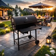 Veľký záhradný gril na drevené uhlie s poklopom a teplomerom