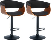 Barová stolička Vestal (SET 2ks) - látka, drevo orech - Čierna