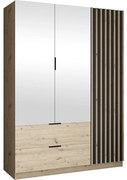 Šatníková skriňa so zrkadlom VISTA 150x215 cm dub artisan/grafit