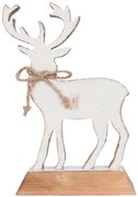 Biela drevená dekorácia Jelen - 14 * 6 * 20 cm