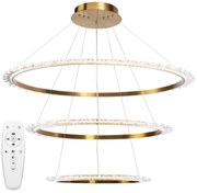 Toolight Toolight, LED krištáľové závesné svietidlo + diaľkové ovládanie APP1202-CP, zlatá, OSW-05480
