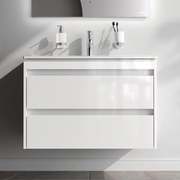 Skrinka s umývadlom 80 AM.PM Spike MPA-FHX0802WG-WCC0802WG závesná, 2 zásuvky, lesklá biela