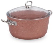 Ružový hliníkový hrniec s pokrievkou Güral Porselen Classic, ø 24 cm