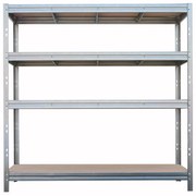 Kovový regál BULLRACK RIVET, 200x200x60 cm, 4x DTD polica, 450 kg na policu, zinok