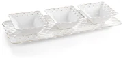 Dekorstudio Ozdobné misky na podnose BELIA03 40 x 15 x 5 cm - krémové