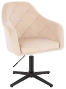 LuxuryForm DESIGN Kreslo ROMA VELUR na čiernom kríži - krémové