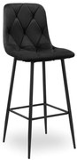 Barová stolička KINGSTON zamatová, čierna