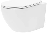 Rea Carlo Mini Rimless Tornado, závesná záchodová misa 49x36,5 cm so sedátkom s pomalým zatváraním, biela, REA-C1259
