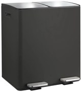 Matne čierny oceľový odpadkový kôš 2x20 l na triedený odpad/nášľapný Aliya – Spirella