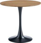 Jedálenský stôl, dub/čierna, priemer 80 cm, REVENTON NEW