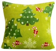 Mikroplyšová obliečka na vankúšik CHRISTMAS TREE 45x45 cm, zelená