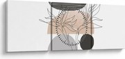 Obraz - Line art kvety N⁰2 (s hodinami) (90x30 cm)