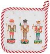 Bielo-červená chňapka - podložka so luskáčikmi Happy Little Christmas - 20*20 cm