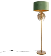 Stojaca lampa zlatá 145 cm s zamatovým tienidlom zelená 50 cm - Botanica