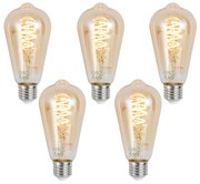 Sada 5 ks Inteligentná stmievateľná LED žiarovka E27 ST64 Jantárová 4,9 W 320 lm 2500 K