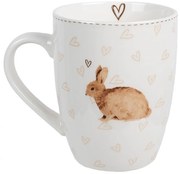 Biely hrnček s králikom a srdiečkami Bunnies in Love - 12*8*10 cm / 350 ml