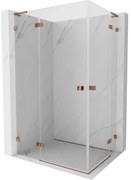 Mexen Lunar, L Duo výklopný sprchový kút 75 x 70 cm, 8mm číre sklo, profil ružové zlato, 834L-075L-070P-60-00