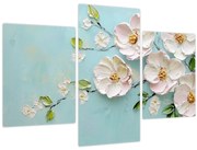 Obraz - Kvietky na modrom pozadí (90x60 cm)