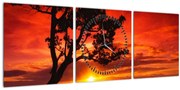 Obraz - Západ slnka (s hodinami) (90x30 cm)