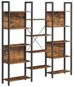 Knižnica, industriálny dizajn, 14 políc, 166x158x24cm