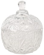 Sklenená brúsená dóza s poklopom - Ø 10 * 13 cm