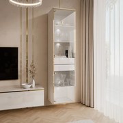 ZÁVESNÁ VITRÍNA NESSIE BIELY LESK + ZLATÁ 45 x 181 cm