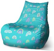 Sedací vak Bean farebné dúhy - detský, tyrkysová
