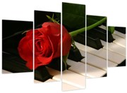 Obraz - Klavír a ruža (150x105 cm)