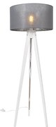 Moderná trojnohá stojaca lampa biela so sivým tienidlom 50 cm - Tripod Classic