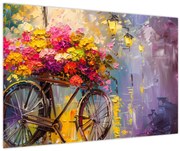 Obraz - Bicykel s kvetmi (90x60 cm)