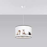 Detské závesné svietidlo Kitty, 1x plastové tienidlo so vzorom, (fi 40cm)