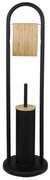 Erga Bakari, držiak na toaletný papier a toaletnú kefu 22x22x80 cm, čierna-hnedá, ERG-YKA-P.BAKARI-BLK