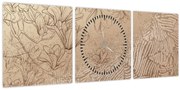 Obraz - Kreslené kvety (s hodinami) (90x30 cm)