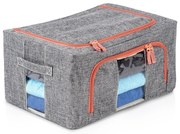Látkový pevný box na uskladnenie textilu, sivý PILLOW 40x 30 x 20 cm (22l)