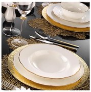 Jedálna súprava 54 ks biela/medená/kostný porcelán