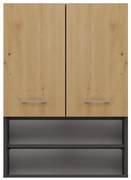 Dubová kúpeľňová skrinka s poličkami POLA  Dub artisan/antracit