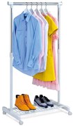 Stojan na šaty jednoramenný, s odkladačem, bílá barva, kov / plast, chrom