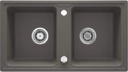 Deante Zorba, granitový drez 780x435x180 mm B/O, 3,5" + priestorovo úsporný sifón, 2-komorový, antracitová metalíza, ZQZ_T203